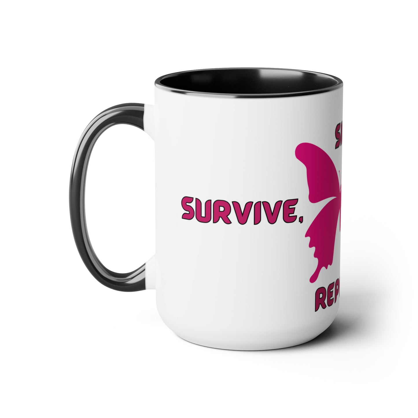 Survive, Sip Repeat Two-Tone Coffee Mugs, 15oz