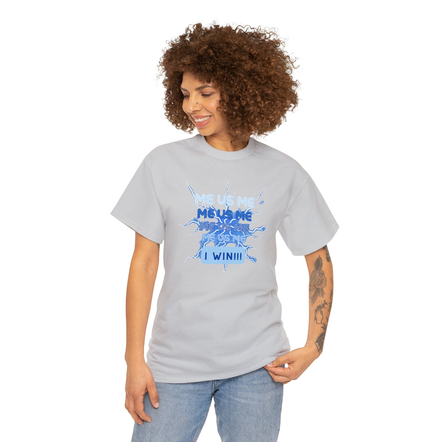 Me Vs Me Blue Unisex Heavy Cotton Tee