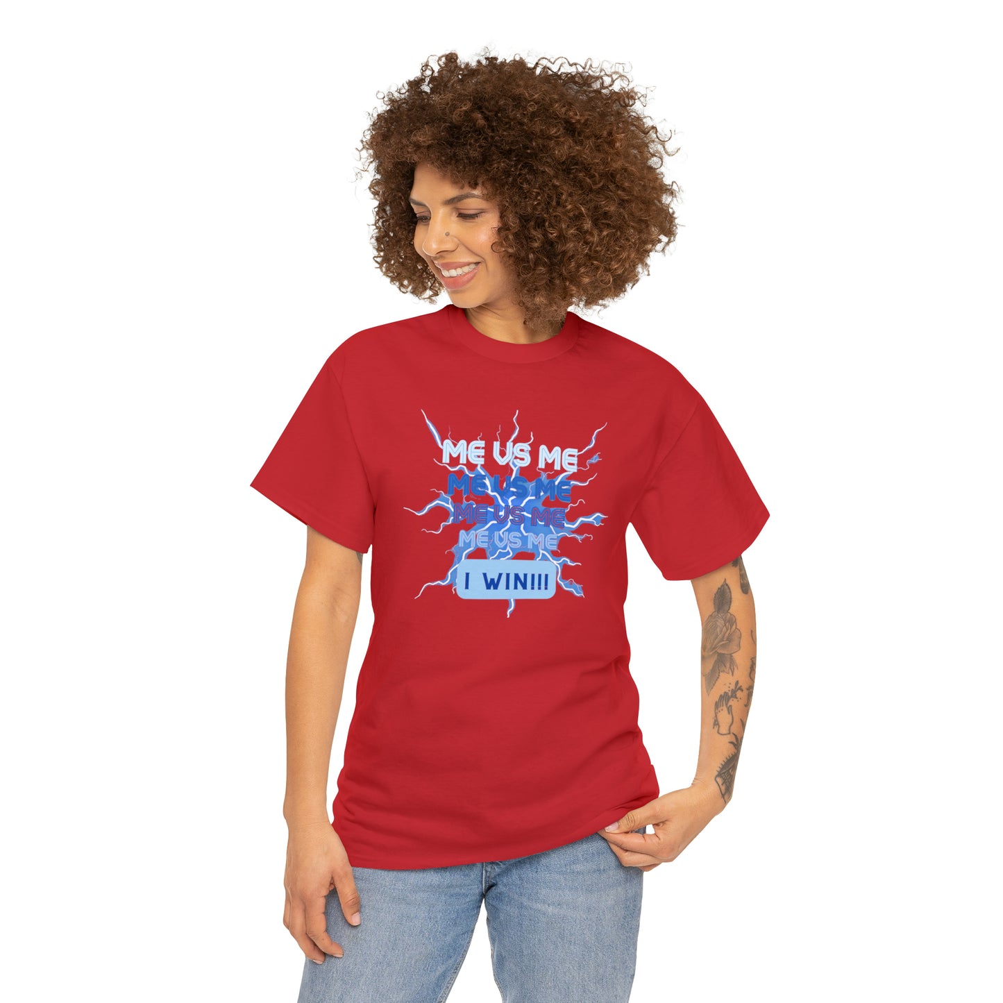 Me Vs Me Blue Unisex Heavy Cotton Tee