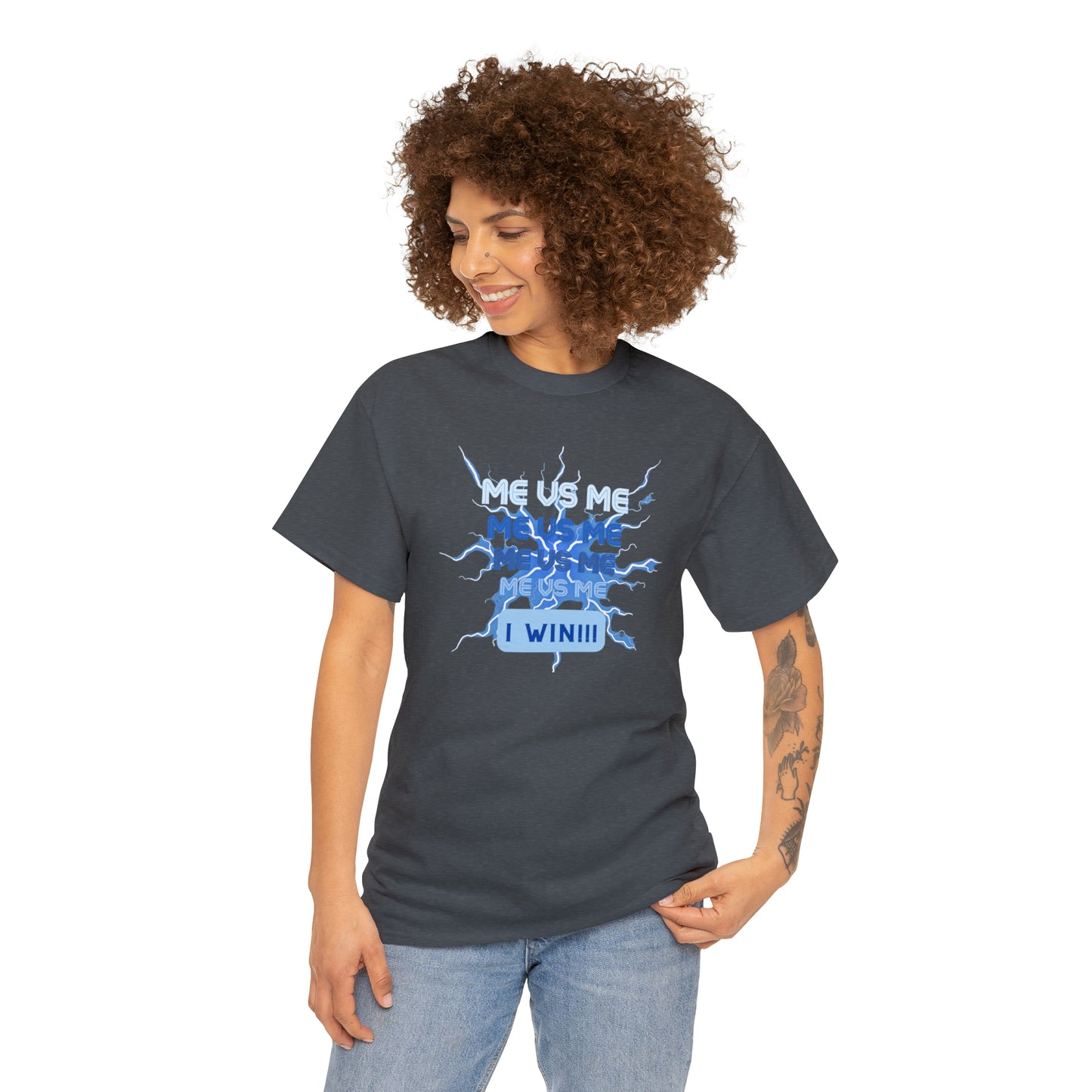 Me Vs Me Blue Unisex Heavy Cotton Tee