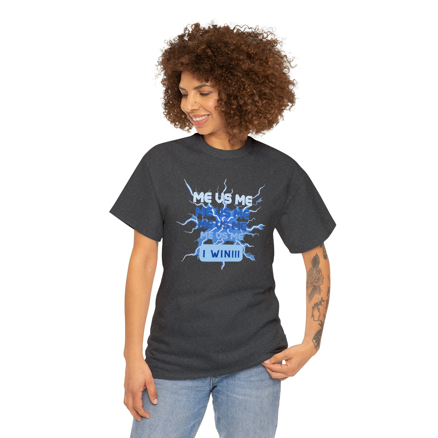 Me Vs Me Blue Unisex Heavy Cotton Tee