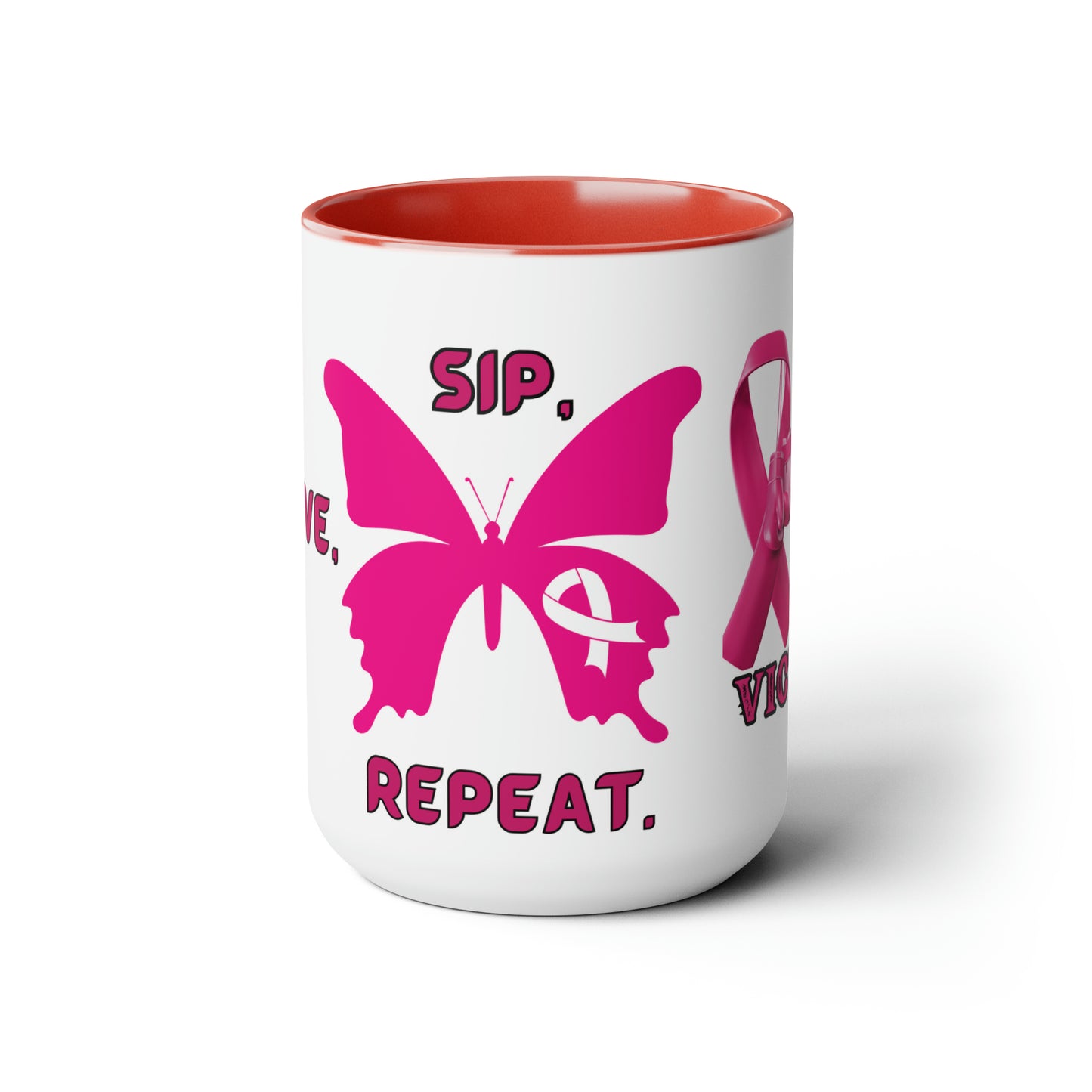 Survive, Sip Repeat Two-Tone Coffee Mugs, 15oz