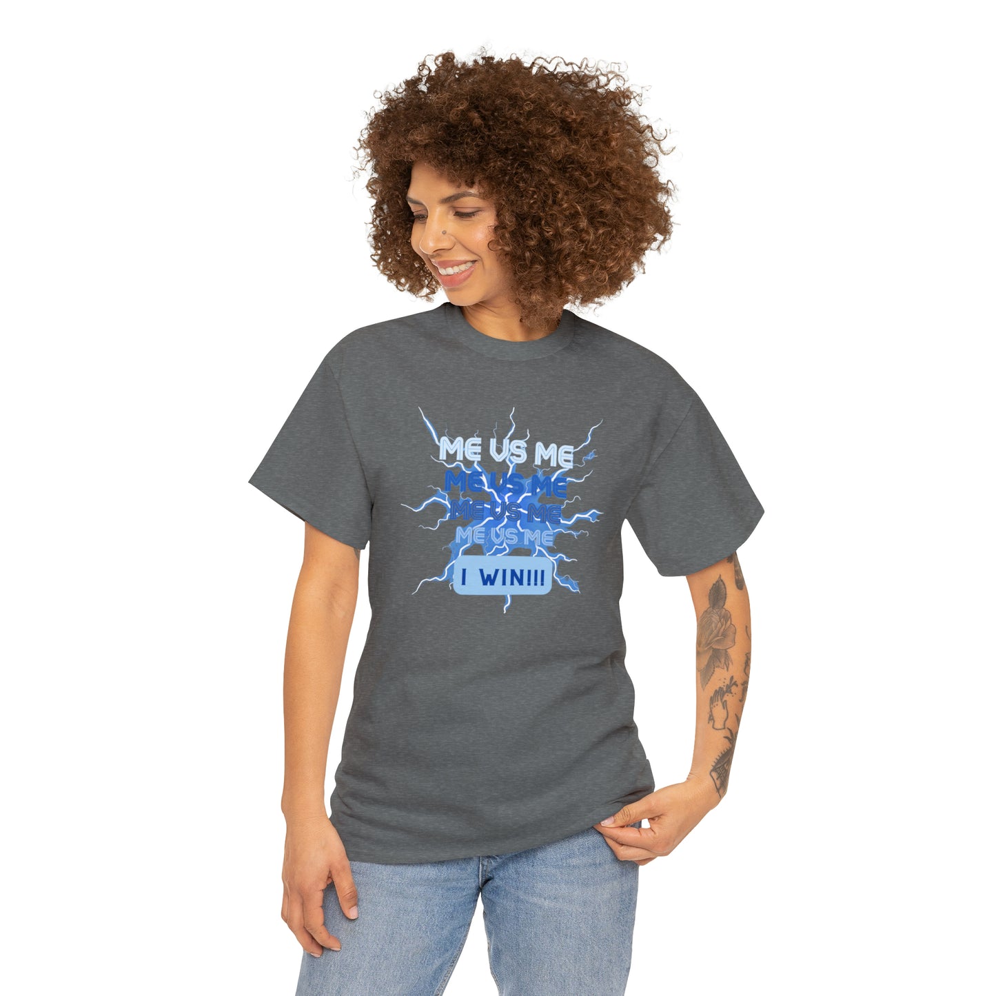 Me Vs Me Blue Unisex Heavy Cotton Tee