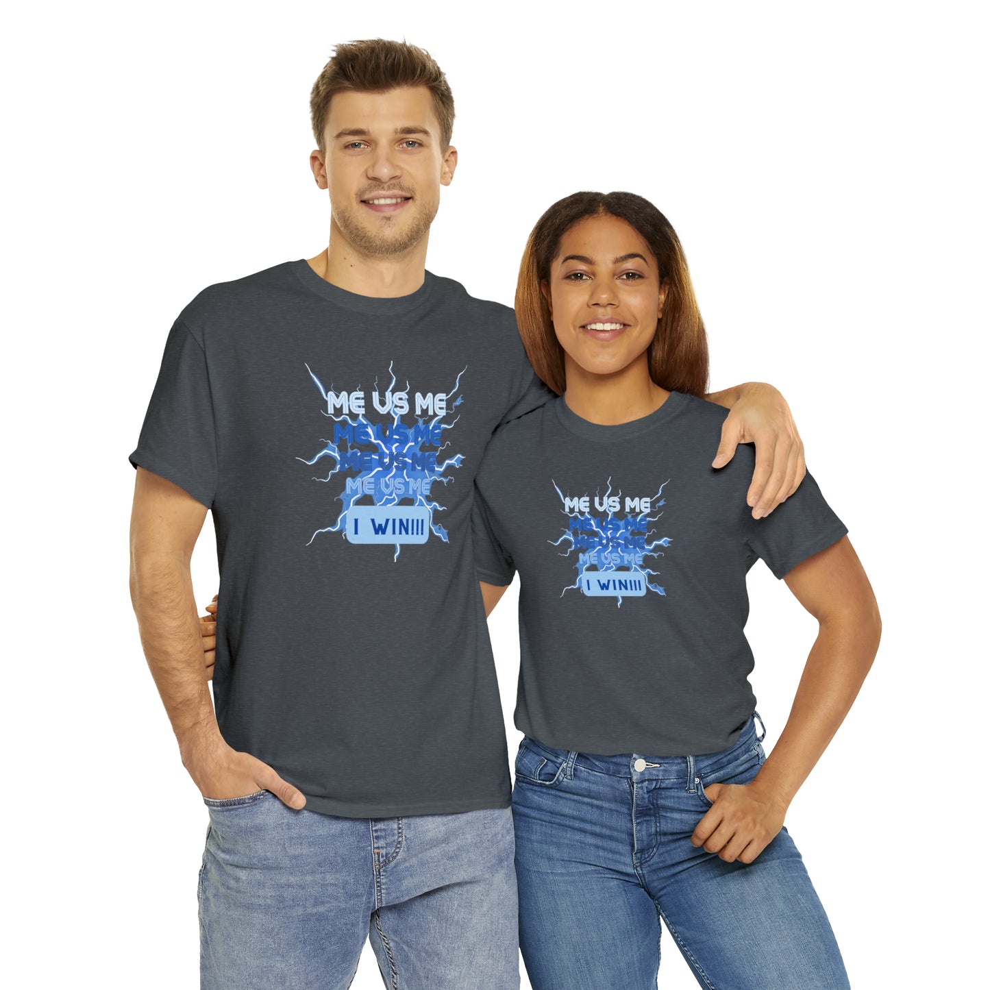 Me Vs Me Blue Unisex Heavy Cotton Tee