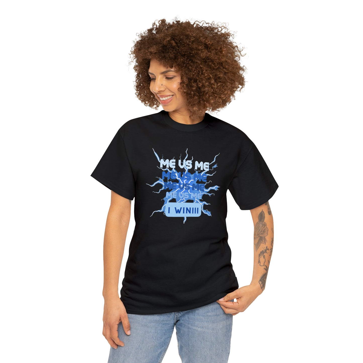 Me Vs Me Blue Unisex Heavy Cotton Tee