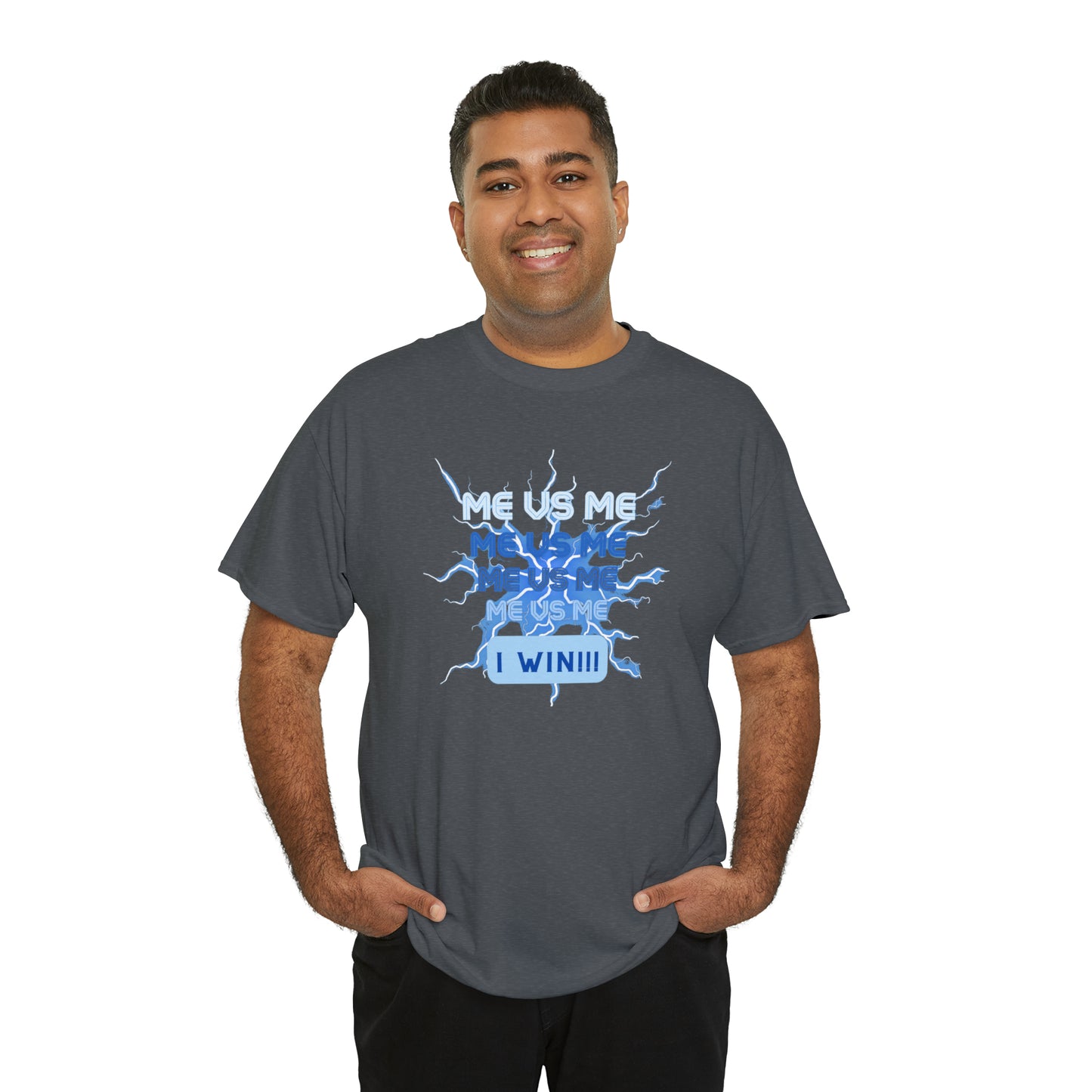 Me Vs Me Blue Unisex Heavy Cotton Tee