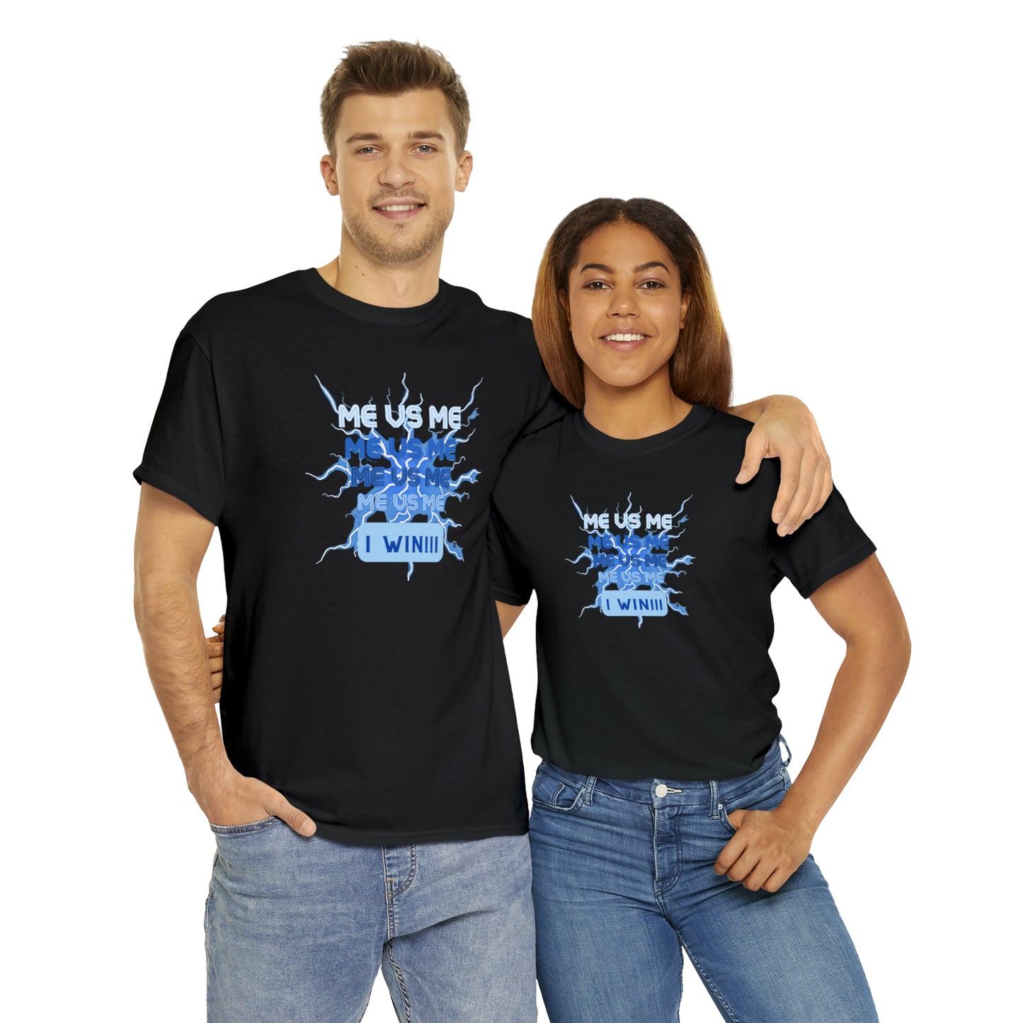 Me Vs Me Blue Unisex Heavy Cotton Tee