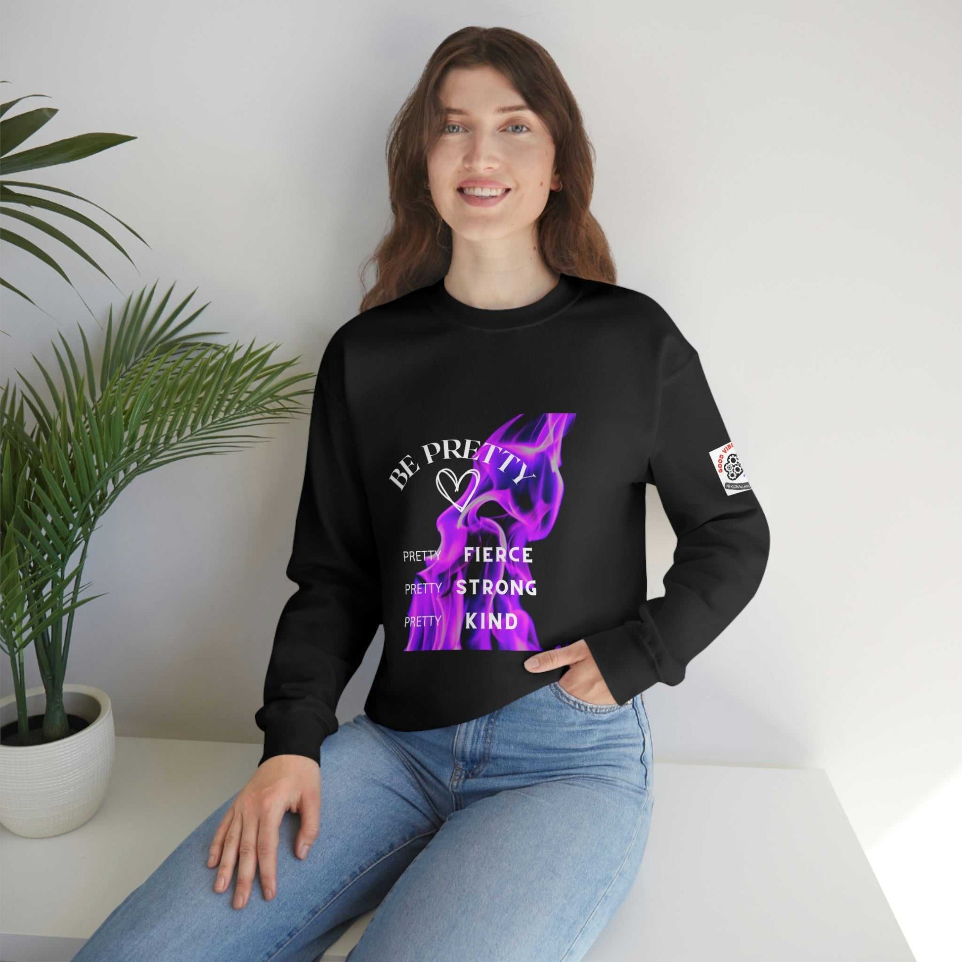 Be Pretty Unisex Heavy Blend™ Crewneck Sweatshirt Hoodies and Sweatshirts Sweatshirt Good Vibes Daily Lab 38