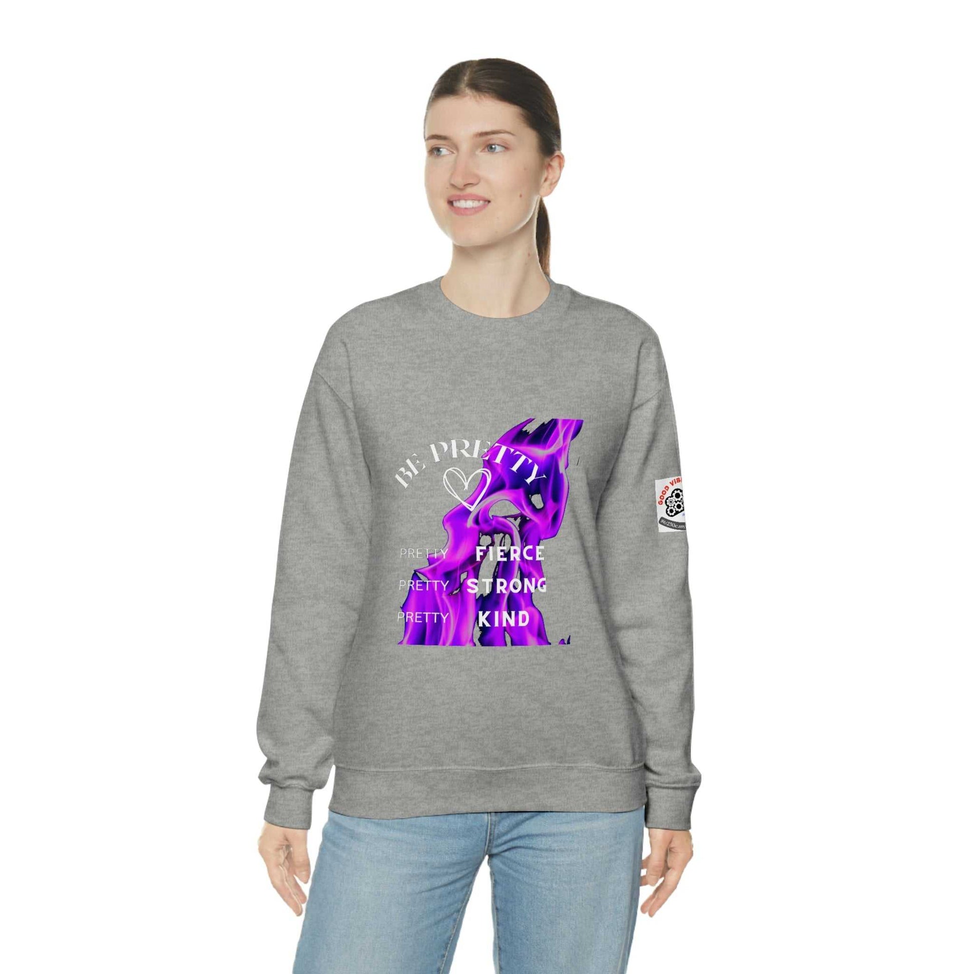 Be Pretty Unisex Heavy Blend™ Crewneck Sweatshirt Hoodies and Sweatshirts Sweatshirt Good Vibes Daily Lab 38