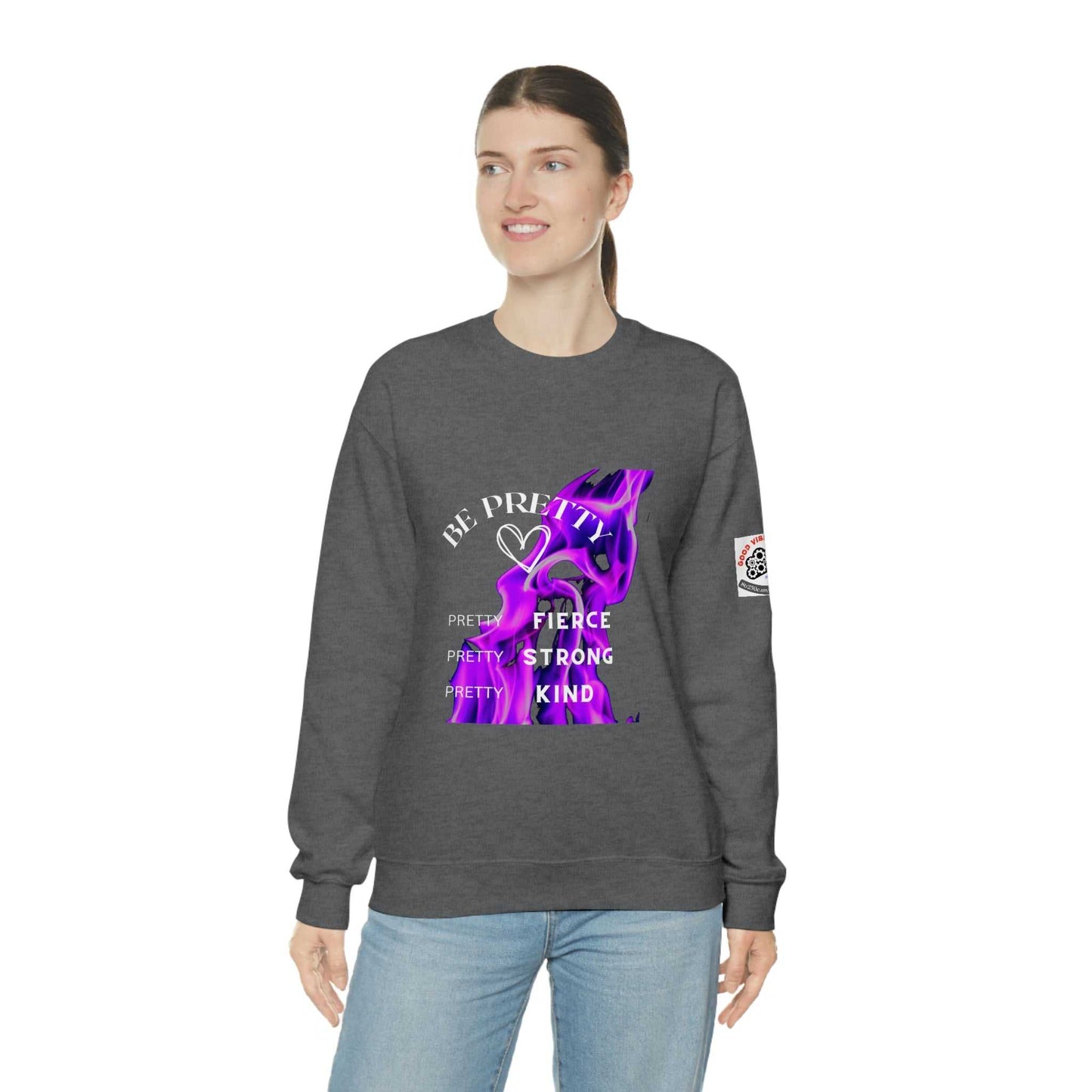 Be Pretty Unisex Heavy Blend™ Crewneck Sweatshirt Hoodies and Sweatshirts Sweatshirt Good Vibes Daily Lab 38