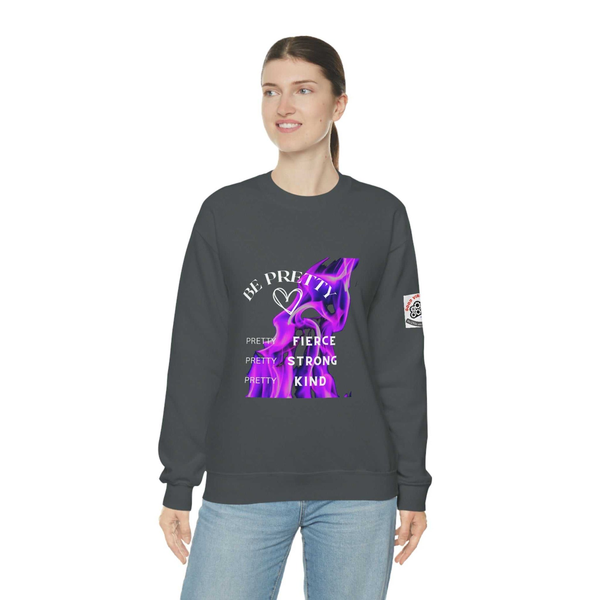 Be Pretty Unisex Heavy Blend™ Crewneck Sweatshirt Hoodies and Sweatshirts Sweatshirt Good Vibes Daily Lab 38