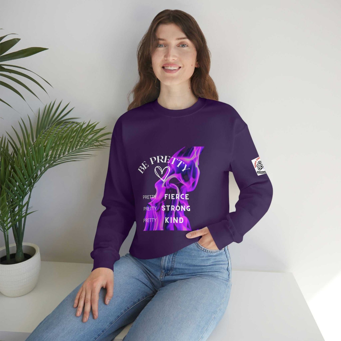 Be Pretty Unisex Heavy Blend™ Crewneck Sweatshirt Hoodies and Sweatshirts Sweatshirt Good Vibes Daily Lab 38