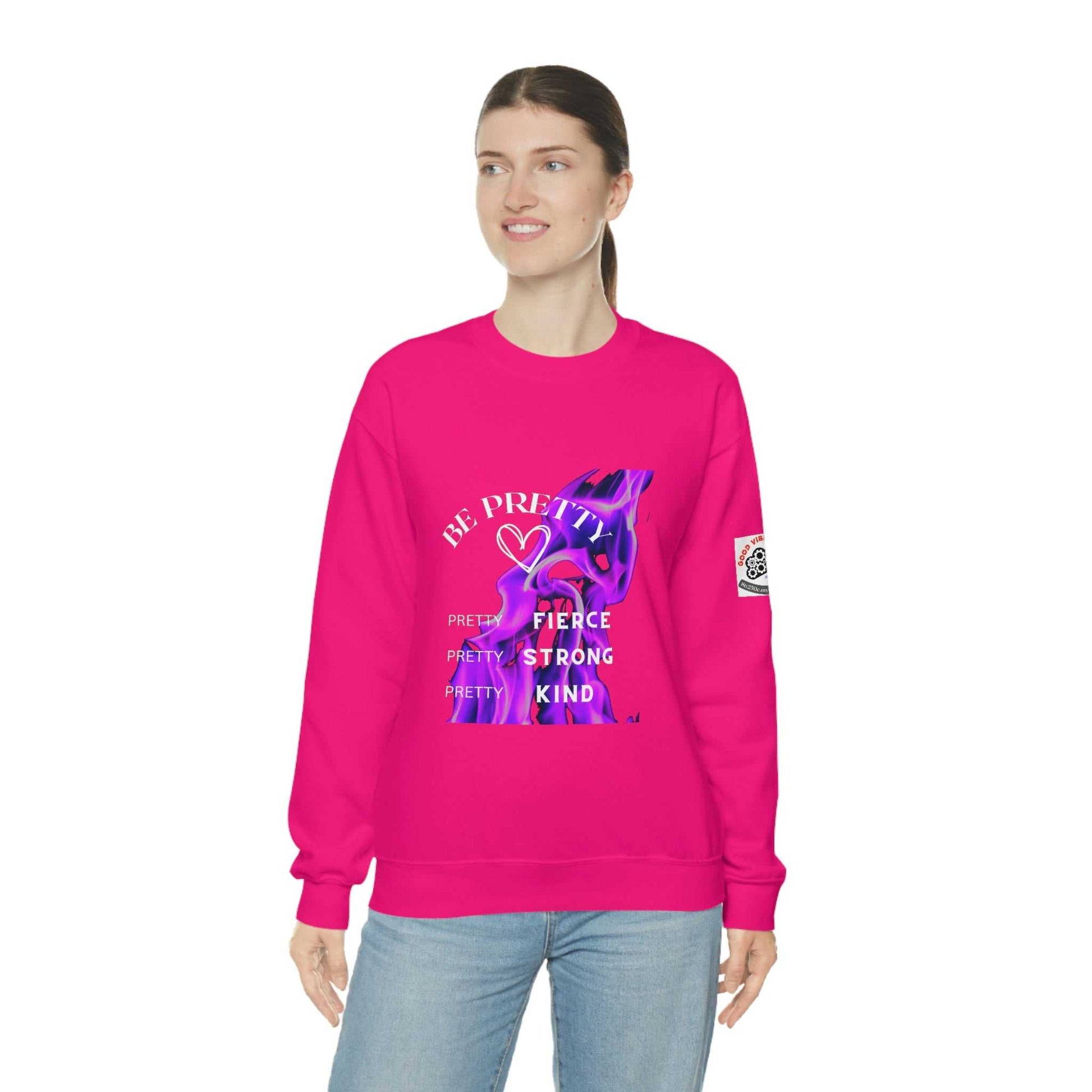 Be Pretty Unisex Heavy Blend™ Crewneck Sweatshirt Hoodies and Sweatshirts Sweatshirt Good Vibes Daily Lab 38