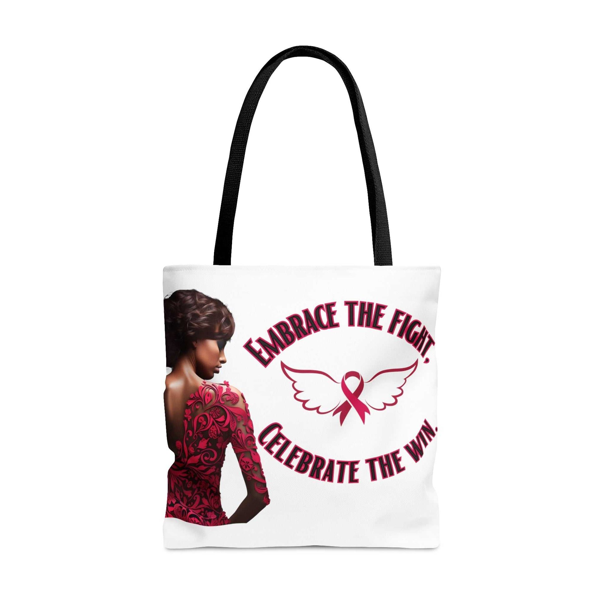 Embrace the Fight Tote Bag (AOP) Breast Cancer Awareness Bags Good Vibes Daily Lab 27