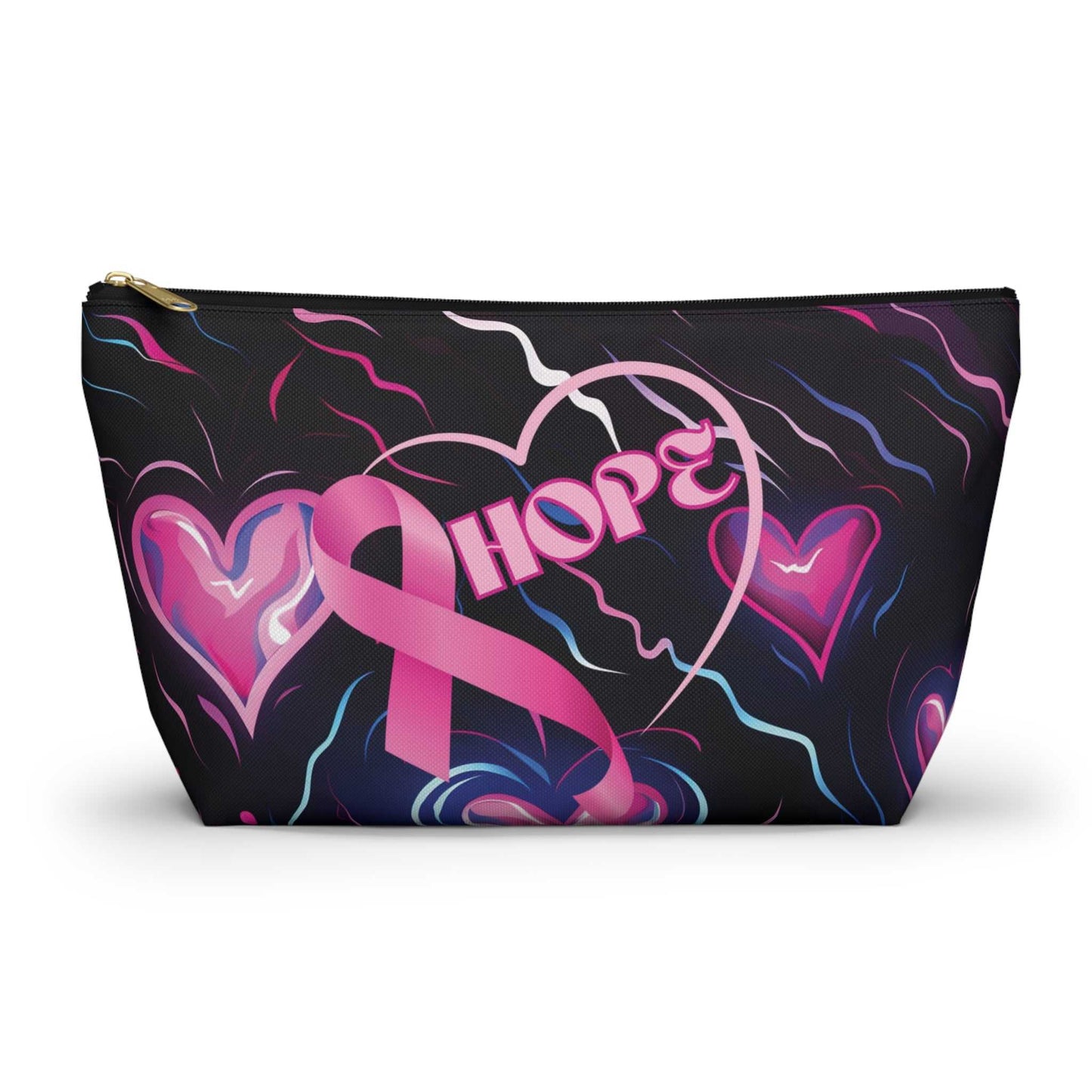 Hope Accessory Pouch w T-bottom Breast Cancer Awareness Bags Good Vibes Daily Lab 14