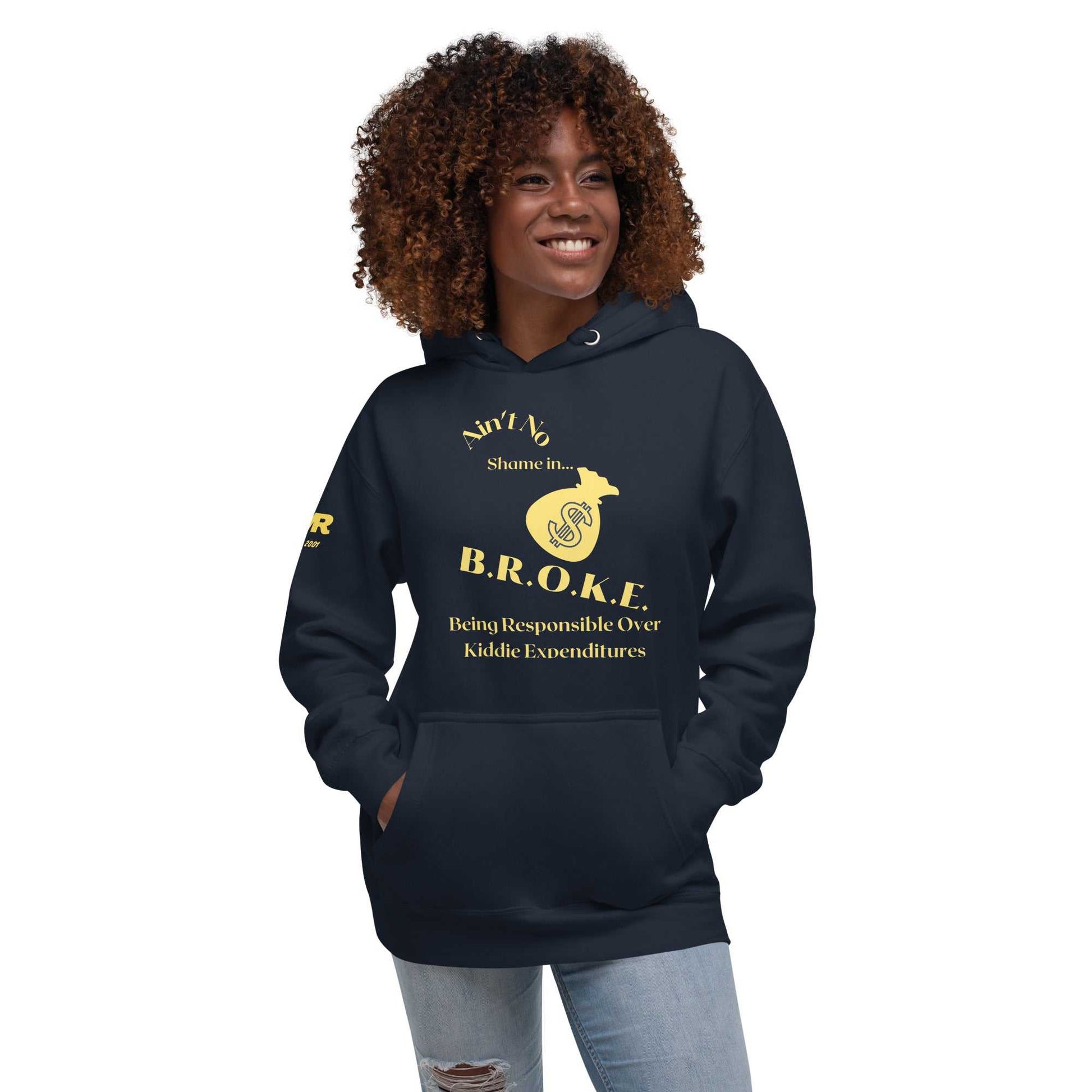 JMR Broke Special Edition Navy/Yellow Unisex Hoodie The JMR Collection Hoodie Good Vibes Daily Lab 54