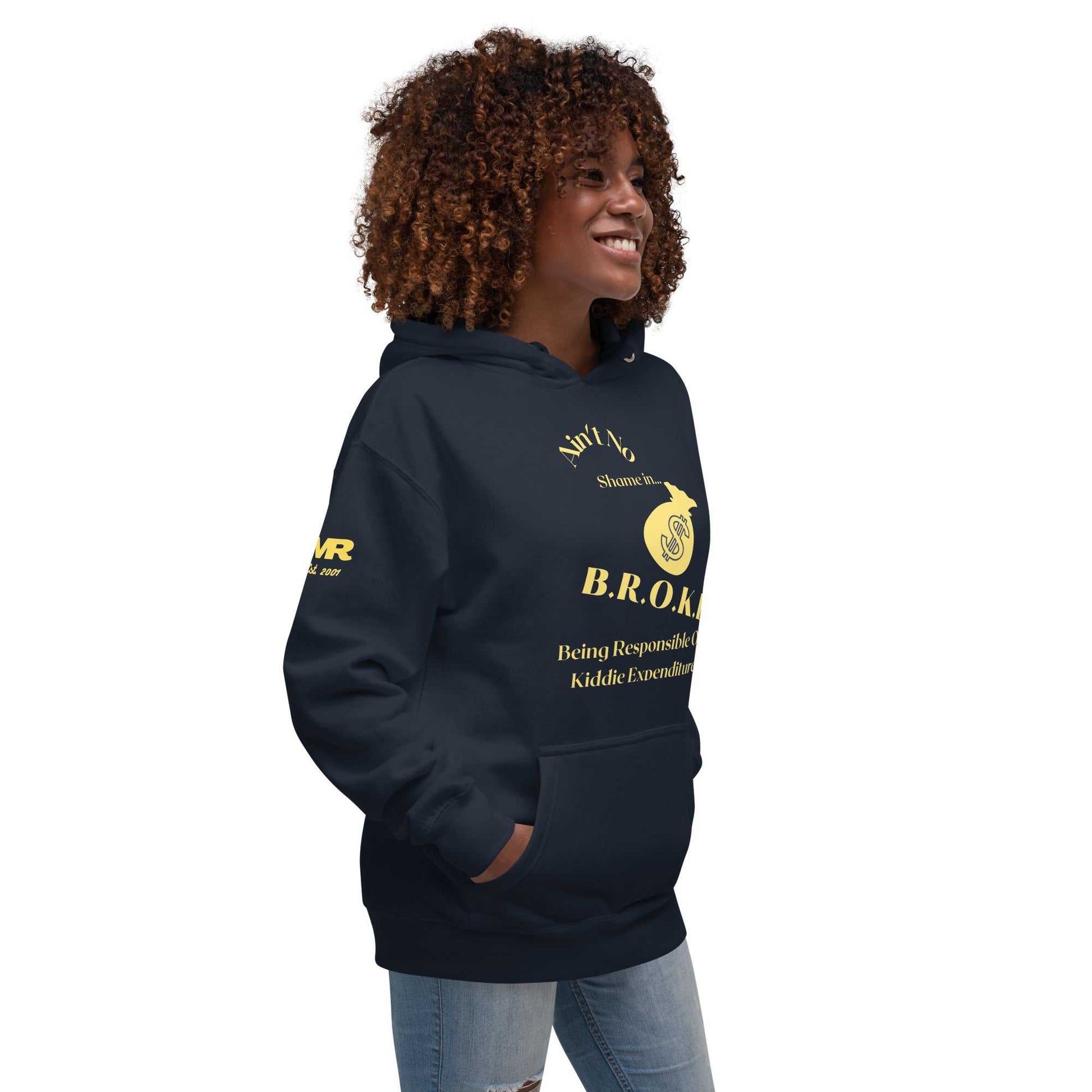 JMR Broke Special Edition Navy/Yellow Unisex Hoodie The JMR Collection Hoodie Good Vibes Daily Lab 54