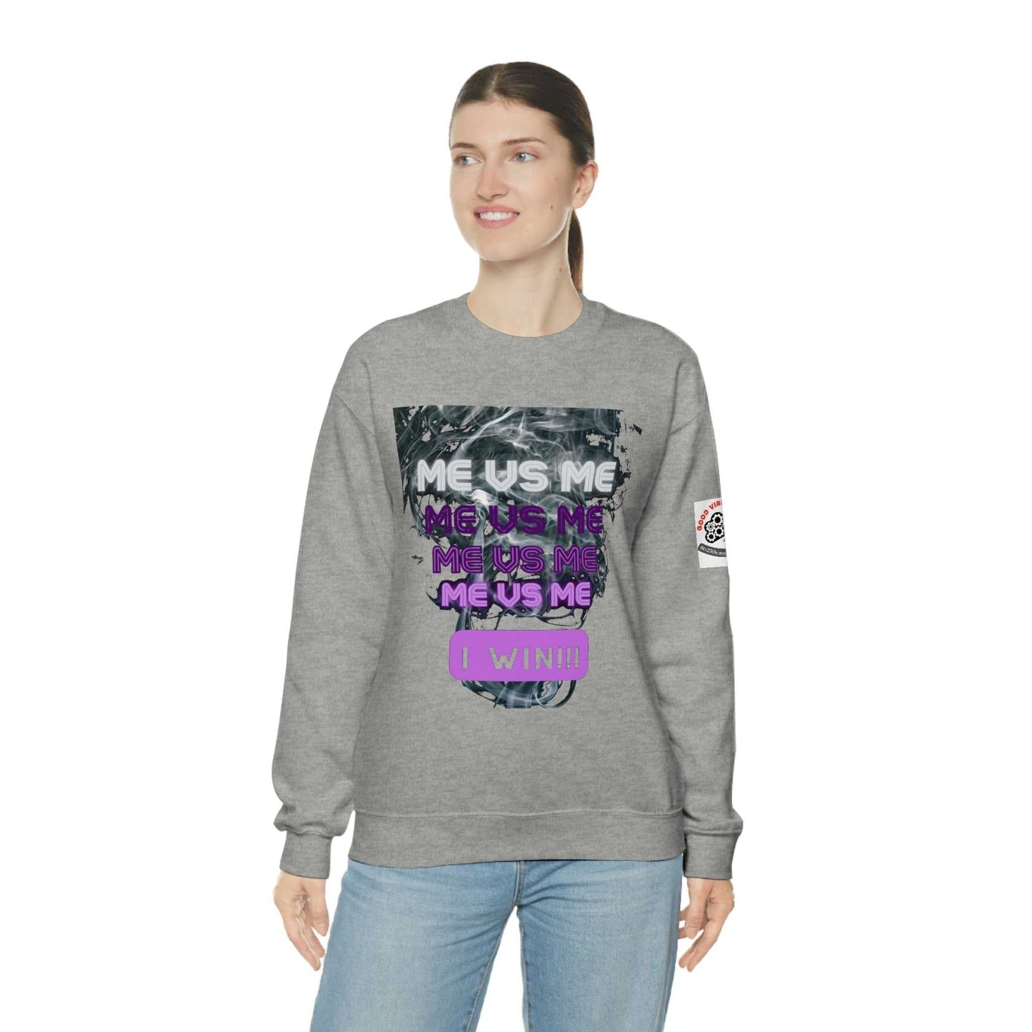 Me Vs Me Unisex Heavy Blend™ Crewneck Sweatshirt Hoodies and Sweatshirts Sweatshirt Good Vibes Daily Lab 38