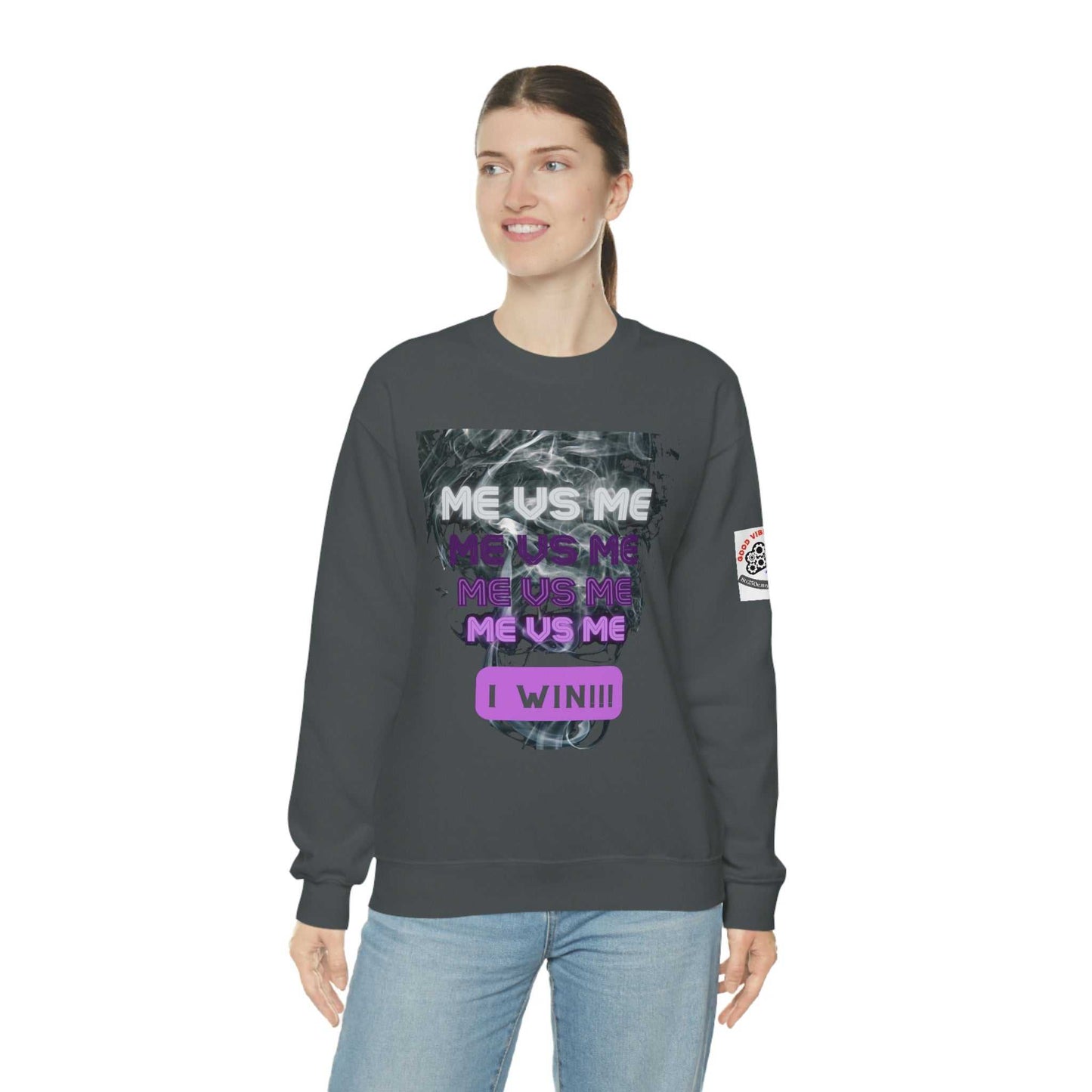 Me Vs Me Unisex Heavy Blend™ Crewneck Sweatshirt Hoodies and Sweatshirts Sweatshirt Good Vibes Daily Lab 38