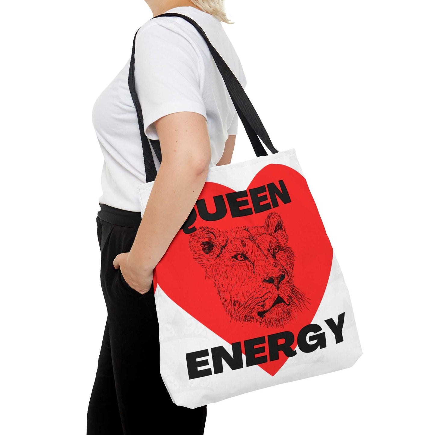 Queen Energy Tote Bag (AOP) Motivation on the Go!! Bags Good Vibes Daily Lab 30