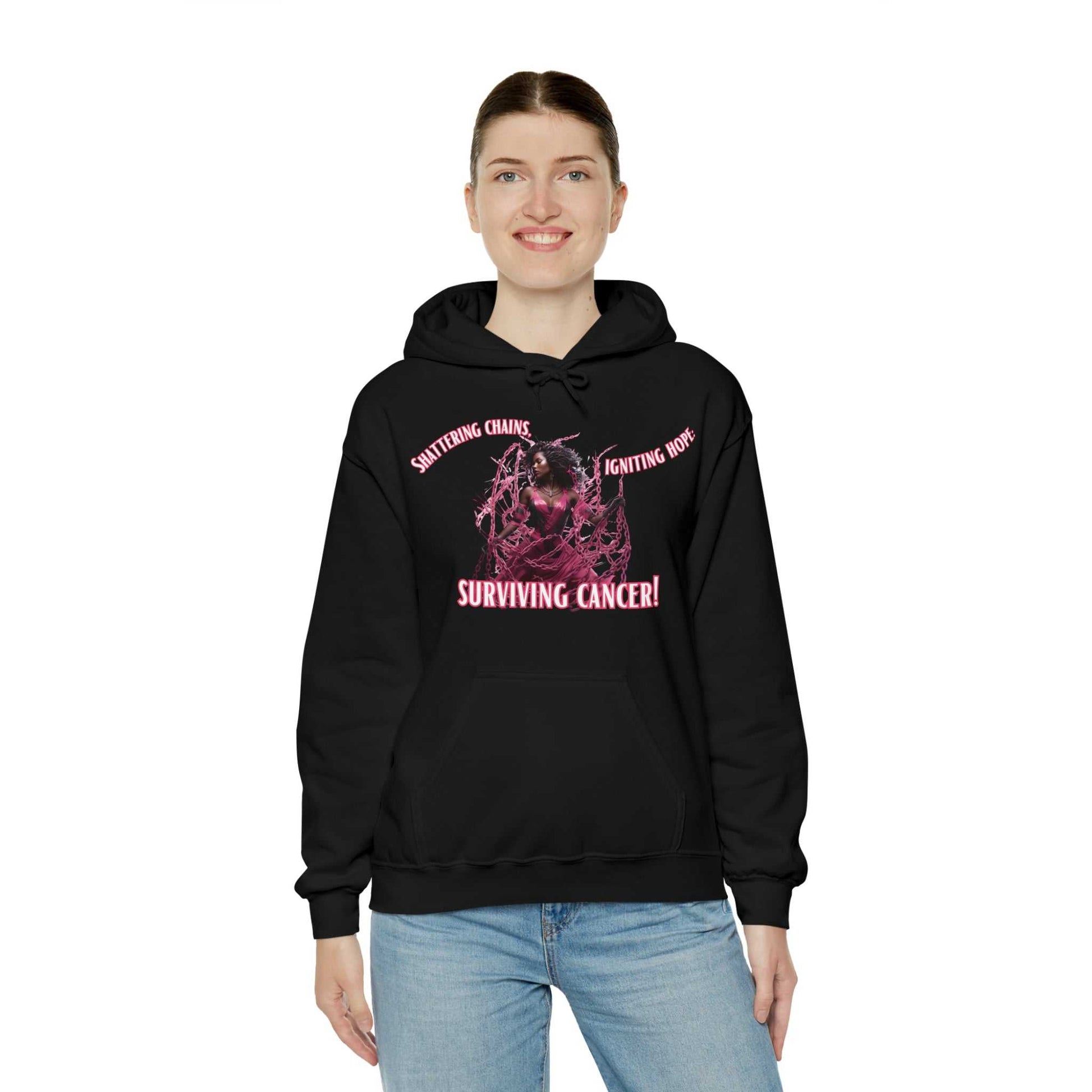 Shattering Chains Heavy Blend™ Hooded Sweatshirt Breast Cancer Awareness Hoodie Good Vibes Daily Lab 54