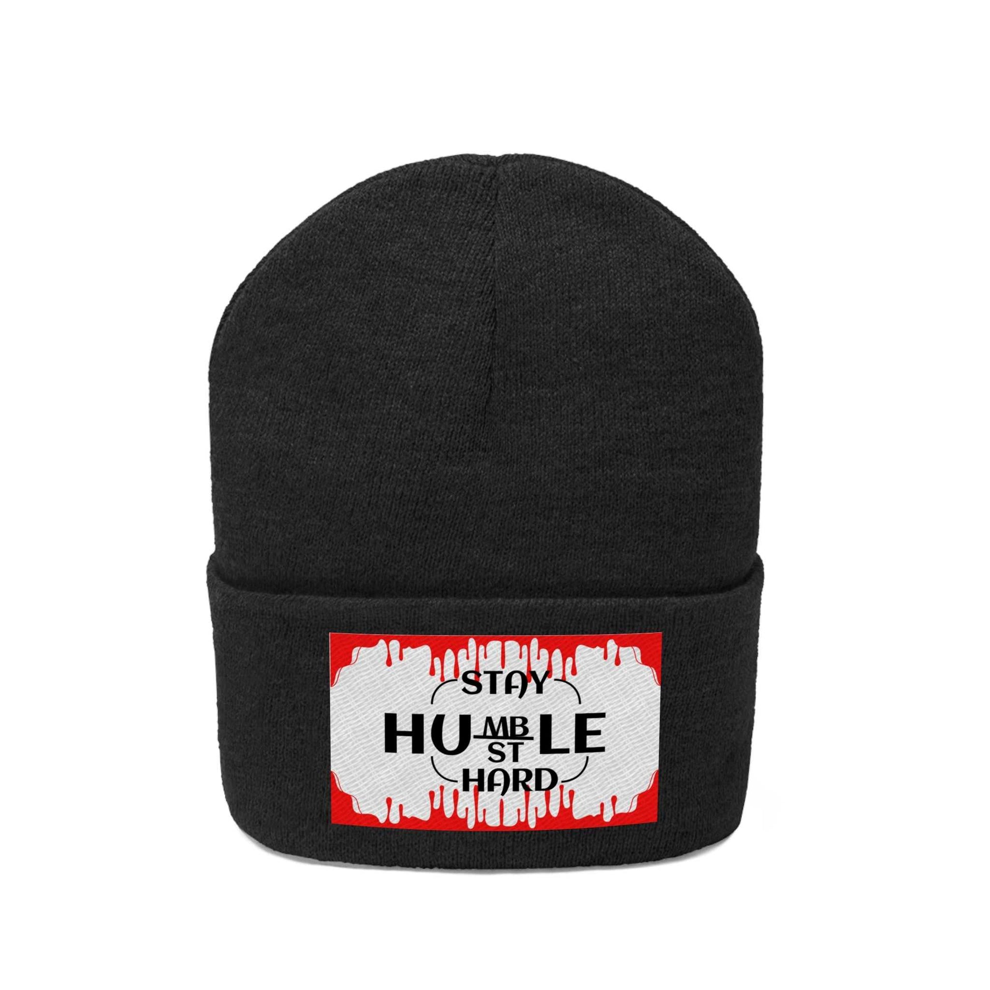 Stay Humble Hustle Hard Knit Beanie Motivation on the Go!! Hats Good Vibes Daily Lab 18