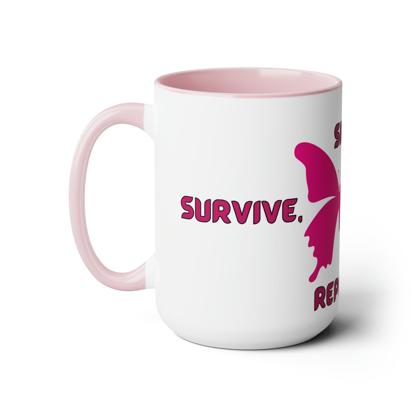 Survive, Sip Repeat Two-Tone Coffee Mugs, 15oz All Products Mug Good Vibes Daily Lab 25