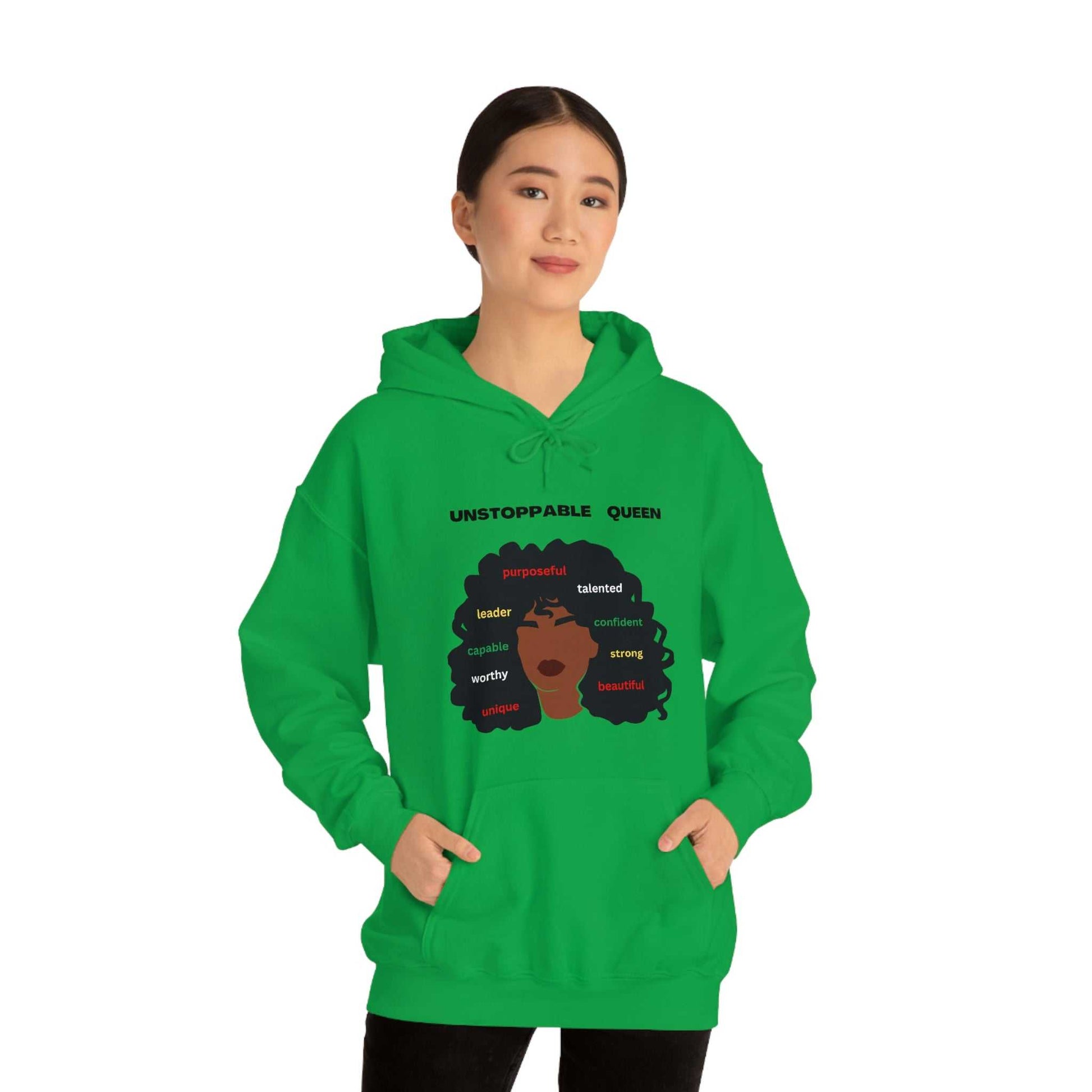 Unstoppable Queen Unisex Heavy Blend™ Hooded Sweatshirt Hoodies and Sweatshirts Hoodie Good Vibes Daily Lab 42