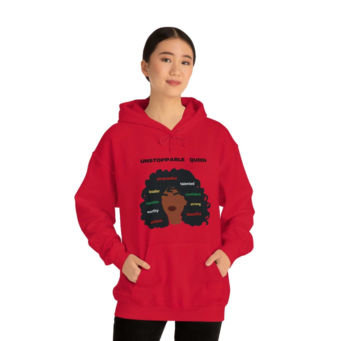 Unstoppable Queen Unisex Heavy Blend™ Hooded Sweatshirt Hoodies and Sweatshirts Hoodie Good Vibes Daily Lab 42