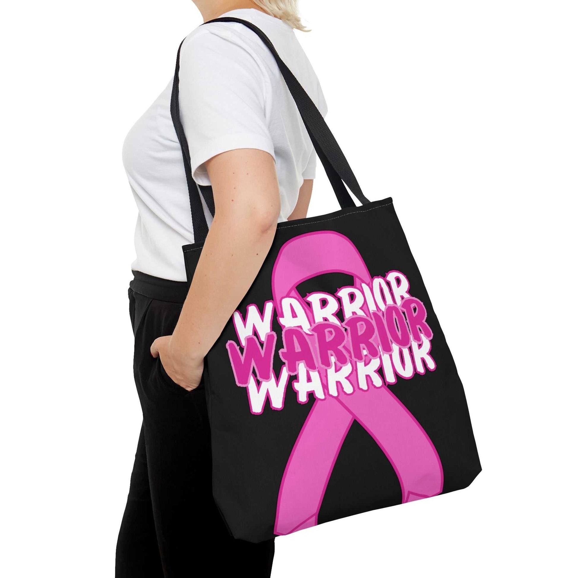 Warrior Ribbon Tote Bag (AOP) Breast Cancer Awareness Bags Good Vibes Daily Lab 27